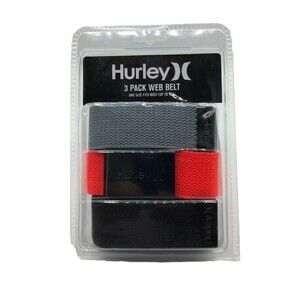 Hurley 3 Pack Web‎ Belt One Size Fits Most (Up To 42") 3 Colors
